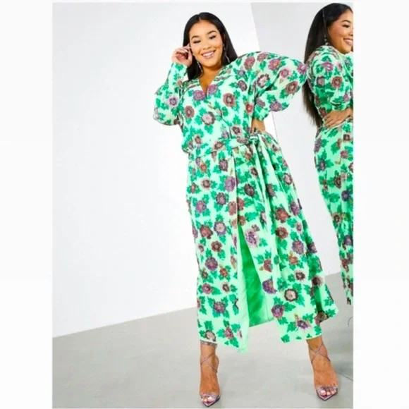 arula green dress Rent ASOS DESIGN Long Sleeve Maxi Dress With Low Rise Skirt In Leopard Print main image 0